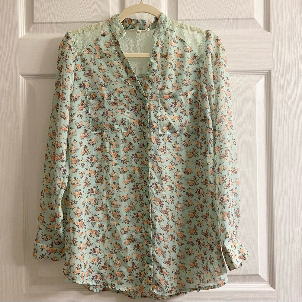 Floral Mint Green Blouse